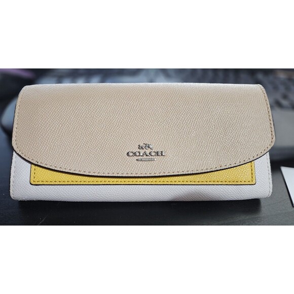 Coach F56492 Slim Envelope Wallet Geometric Crossgrain Leather preloved - Picture 1 of 15